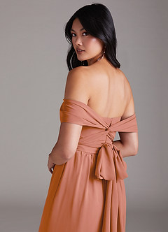 Azazie Lamara Bridesmaid Dresses MAI TAI Off the Shoulder Chiffon Convertible Jumpsuit image6
