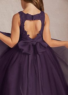 Azazie Calla Flower Girl Dresses Plum Ball-Gown Lace Tulle Dress image4