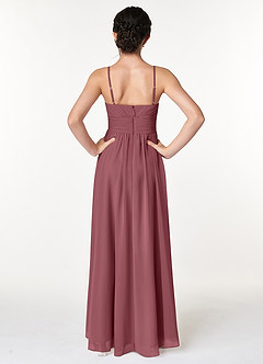 Azazie Catalina Junior Desert Rose A-Line Ruched Chiffon Dress image2