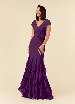 Azazie Bailora Mother of the Bride Dresses Grape Mermaid Ruched Chiffon Dress image1