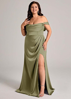 Azazie Johana Bridesmaid Dresses Pistachio Mermaid Off the Shoulder Stretch Satin Convertible Dress image10