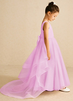 Azazie Pumpkin Robe Demoiselle D'honneur Fillette Robe Trapèze en Tulle Convertible Rose Bonbon image3