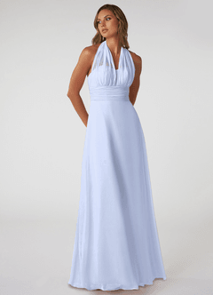 Azazie Fifi Brautjungfernkleider Wandelbar A-Linie Schulterfrei Chiffon Kleid Eis image6
