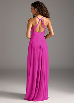 Azazie Davis Bridesmaid Dresses Fuchsia A-Line Pleated Mesh Dress image5
