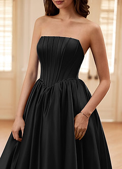 Seraphina Schwarz A-Linien-Abendkleid aus Satin mit Korsett und Stäbchen image5