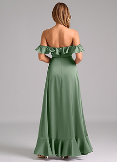 Azazie Lyra Bridesmaid Dresses Matcha A-Line Off the Shoulder Stretch Satin Convertible Dress image6
