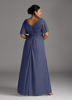 Azazie Emmeline Mother of the Bride Dresses Stormy A-Line V-Neck Pleated Mesh Dress image2
