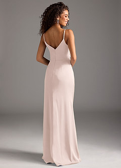 Azazie Deandra Robes de demoiselle d'honneur Robe Sirène en Satin extensible Plissée Rose Pâle image2