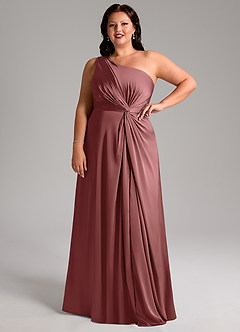 Azazie Brooke Bridesmaid Dresses Amethyst A-Line One Shoulder Stretch Satin Dress image12