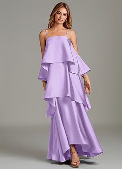 Azazie Azalea Bridesmaid Dresses Lilac A-Line Ruched Stretch Satin Dress image6