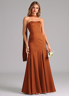 Azazie Shiloh Bridesmaid Dresses Cinnamon Mermaid Strapless Stretch Satin Convertible Dress image5
