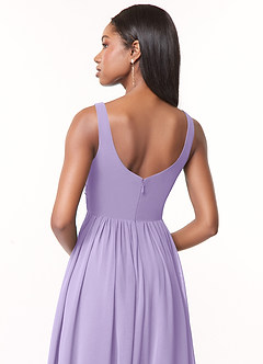 Azazie Keyla Bridesmaid Dresses Lilac A-Line V-Neck Pleated Chiffon Dress image3