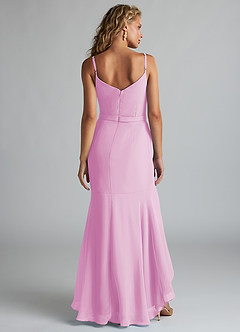 Azazie Summer Jurken voor bruidsmeisjes Jurk van Chiffon met Zeemeermin Schop cowl Snoep Roze image2