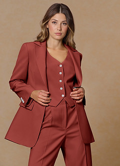 front Rowan Terracotta Refined Weave Performance blazer