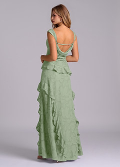 Azazie Sloane Vestidos de damas de honor Vestido de Salvia Polvorienta de Devorado Floral de Corte en A con Escote de Corazón image2