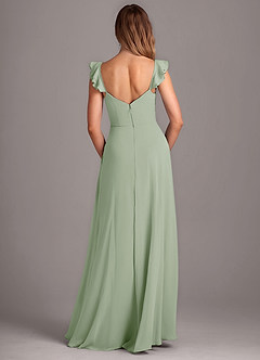 Azazie Kaylyn Abiti da Damigella Abito A-Line in Chiffon Increspato Verde Salvia image5