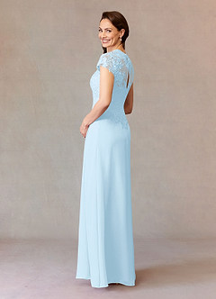Azazie Junie Mère de la mariée Robes Robe Trapèze en Mousseline de soie Dentelle Bleu Ciel image4