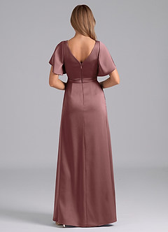 Azazie Ambrosia Bridesmaid Dresses Vintage Mauve A-Line Pleated Stretch Satin Dress image3