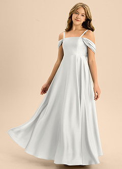 Azazie Rowena Junior White A-Line Bow Stretch Satin Dress image6