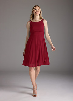 Azazie Sunny Mère de la mariée Robes Robe Trapèze en Maille Plissée Bourgogne image5