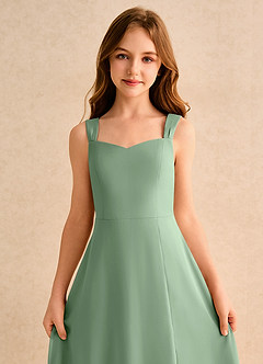 Azazie Makani Girls Formal Flower Girl Dresses Matcha A-Line Sweetheart Neckline Chiffon Dress image6