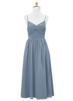 Azazie Zeya Junior Dusty Blue A-Line Chiffon Dress image7