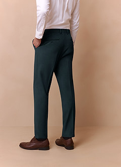 front Savile Dark Green Wool Blend Dress Pants