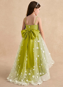 Azazie Celia Flower Girl Dresses Lemongrass A-Line Spaghetti Strap Tulle Dress image2