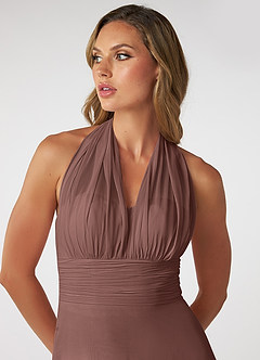Azazie Fifi Bridesmaid Dresses Espresso A-Line Strapless Chiffon Convertible Dress image11