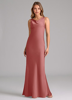 Azazie Allettie Bridesmaid Dresses Antique Rose Mermaid Stretch Satin Dress image6