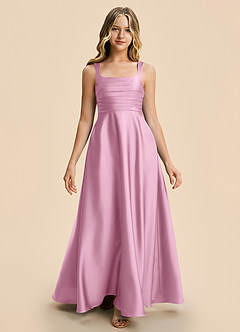 Azazie Azaria Junior A-Linie Plissee Stretch-Satin Kleid Bonbonrosa image5