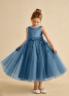 Azazie Lux Flower Girl Dresses Bermuda A-Line Beaded Tulle Dress image3