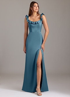 Azazie Callie Bridesmaid Dresses Bermuda A-Line Ruched Stretch Satin Convertible Dress image1