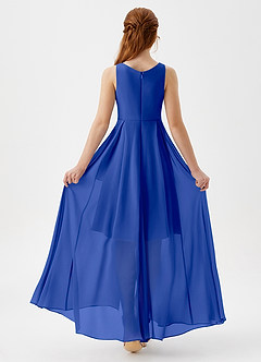 Azazie Lizette Junior Royal Blue A-Line Pleated Chiffon Dress image5
