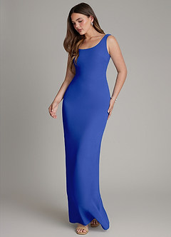 Azazie Hadley Bridesmaid Dresses Royal Blue Mermaid Pleated Chiffon Dress image4
