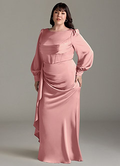 Azazie Raye Robes de demoiselle d'honneur Robe Sirène en Satin extensible Manche longue Rosette image10