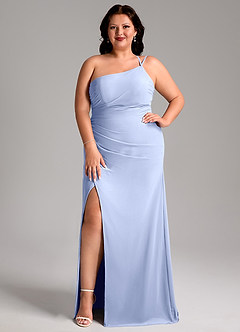 Azazie Eren Vestidos de madrinha de casamento Vestido Gelo de Chiffon de Bainha com Um ombro image8