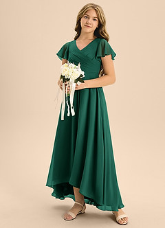 Azazie Induh Junior Emerald A-Line Pleated Chiffon Dress image2