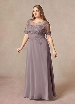 Azazie Raissa Abiti per la Madre della Sposa Abito A-Line in Chiffon Pizzo Dusk image11