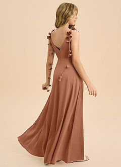 Azazie Gumdrop Junior Bronzer Empire Pleated Stretch Satin Dress image1