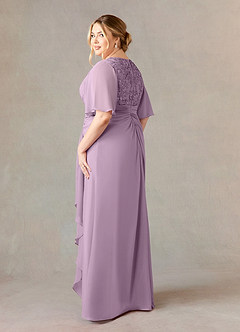 Azazie Carson Kleider für die Brautmutter A-Linie V-Hals Spitze Chiffon Kleid Blauregen image9