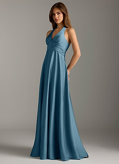 Azazie Tessie Bridesmaid Dresses Bermuda A-Line Pleated Stretch Satin Dress image5