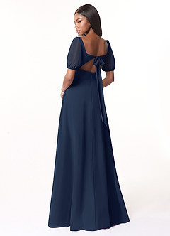 Azazie Alani Vestidos de madrinha de casamento Vestir Azul Marinho de Chiffon de Linha A com com bolsos image2
