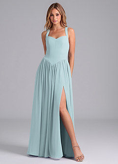 Azazie Francis Bridesmaid Dresses Mist A-Line Corset Chiffon Dress image3