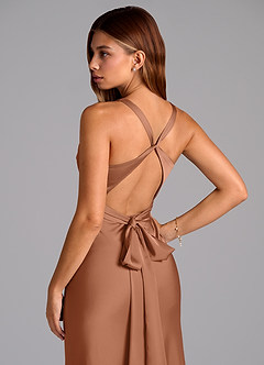 Azazie Hati Bridesmaid Dresses Bronzer Mermaid Stretch Satin Dress image2