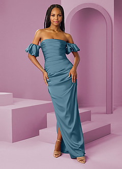 Barbie ♥ Azazie Bridesmaid Dresses Bermuda Sheath Off the Shoulder Stretch Satin Convertible Dress image1