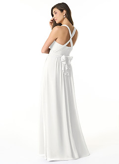 Azazie Olani Bridesmaid Dresses White A-Line One Shoulder Chiffon Convertible Dress image3