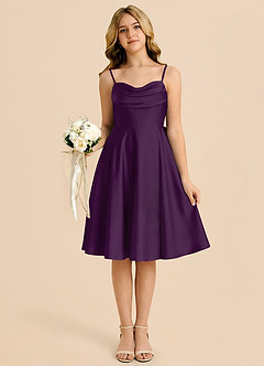 Azazie Bear Junior Grape A-Line Sweetheart Neckline Stretch Satin Dress image6