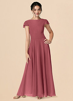 Azazie Payton Merlot A-Line Bow Chiffon Dress image1