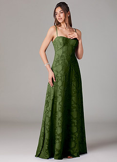 Azazie Valentine Suknie dla druhen Linia A Dekolt w kształcie serca Kwiatowe wypalenie Do ziemi Sukienka image3